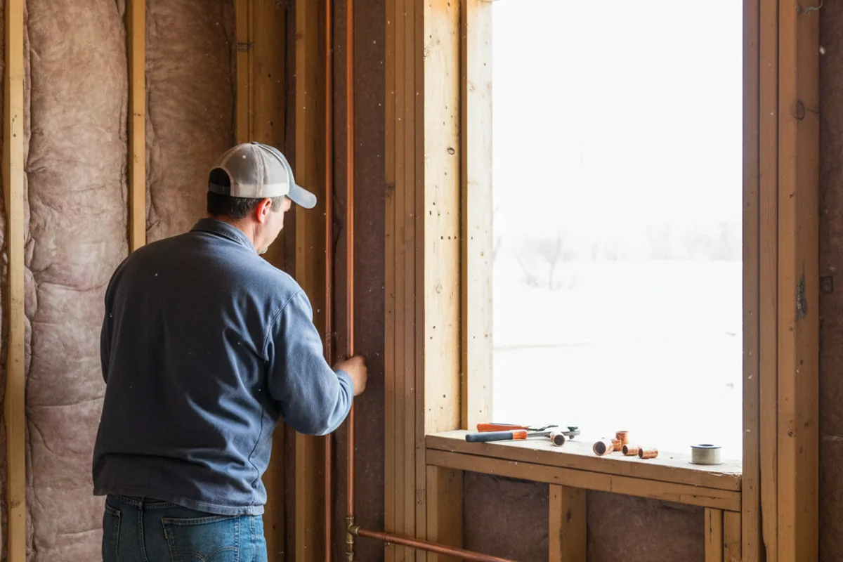 Licensed plumber running new copper supply lines in a Garnerville home