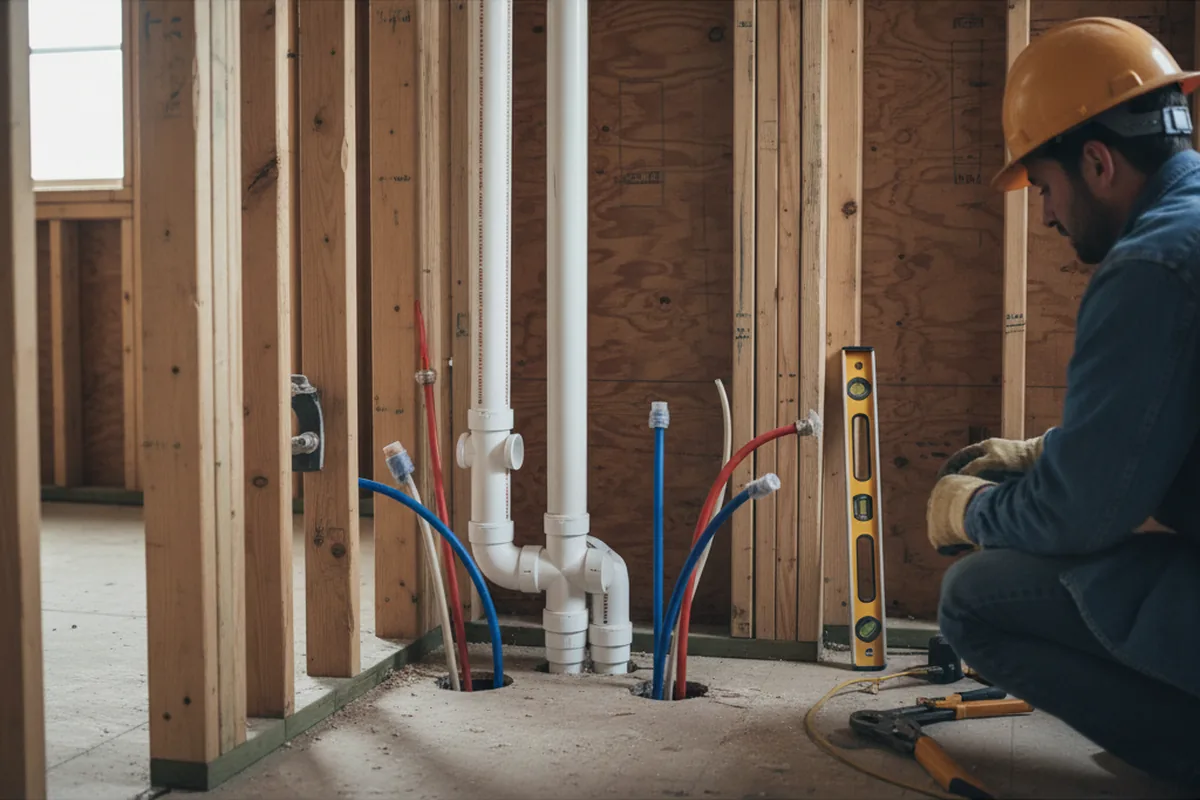 Drain and supply rough-in during Drain Cleaning in Garnerville
