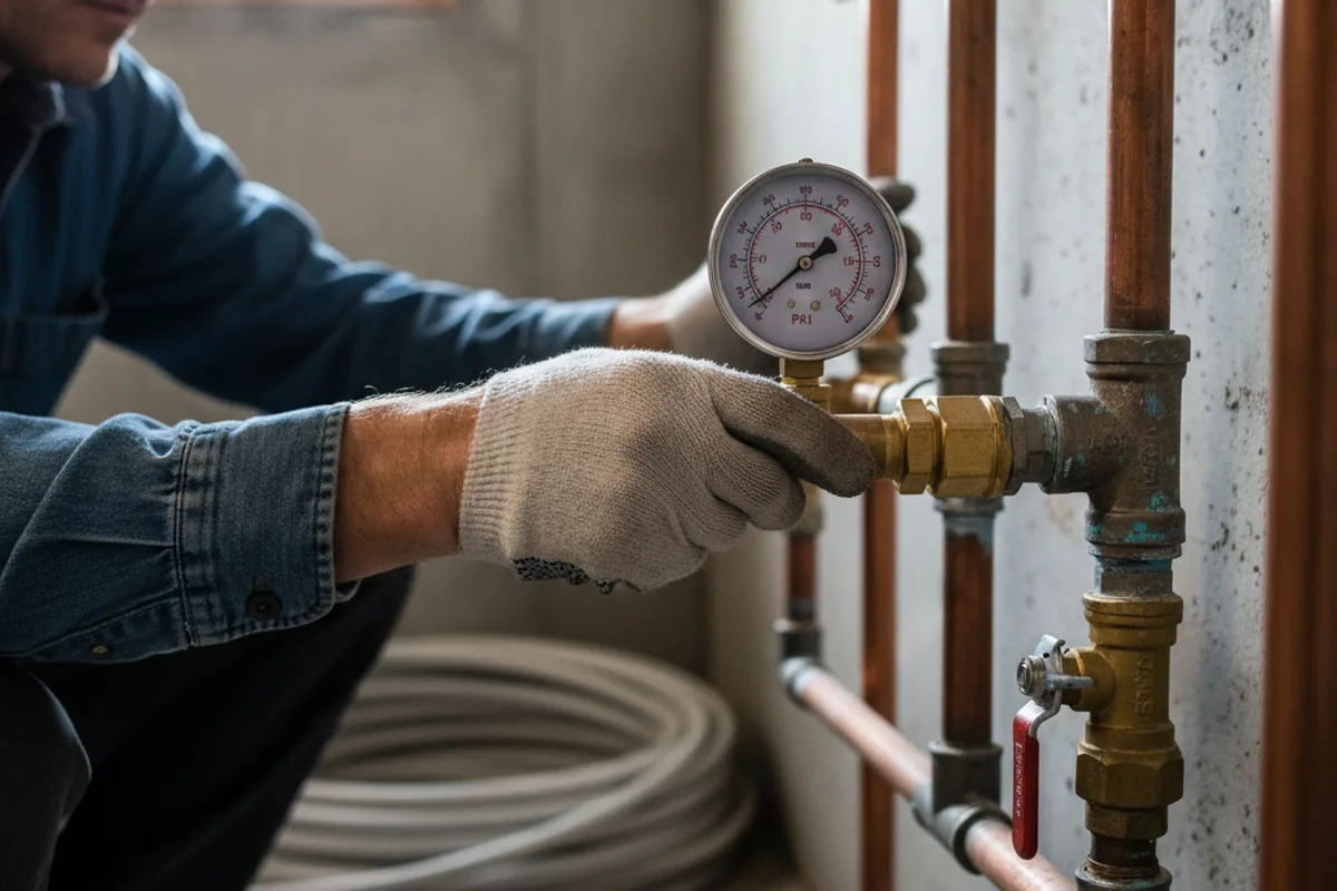 Pressure testing a repaired line during Water Line Repair in Garnerville